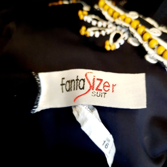 Plus size 16 Fantasized Black Brown  beefed cream Embroidered one piece suite - Picture 5 of 7